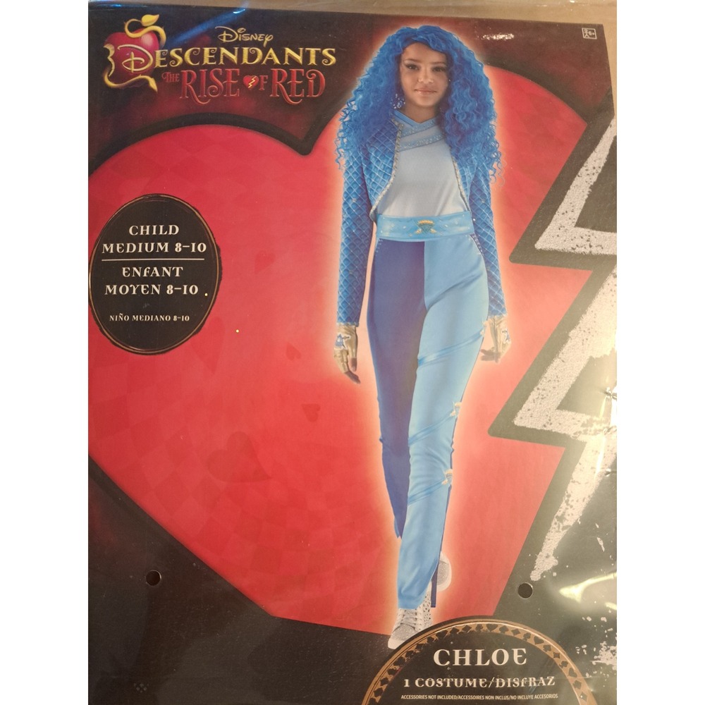 Disney Descendants The Rise of Red Chloe Costume Girls Medium 8-10 5pc Set Blue